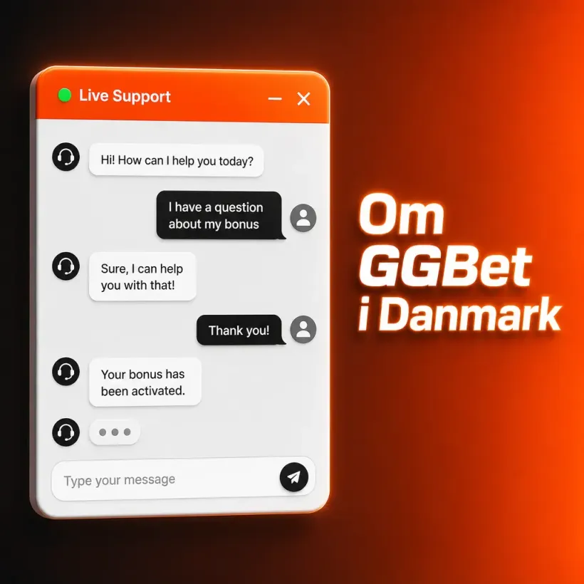 Chatvindue med teksten Om GGBET i Danmark